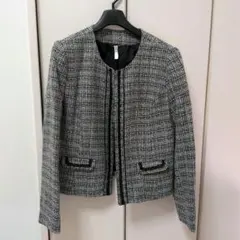 Ｌサイズ★ノーカラージャケット　ツイード風　フォーマル　セレモニー