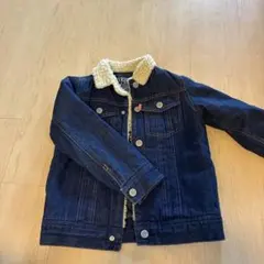 ボア襟付きダークブルーデニムジャケット