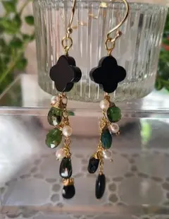 【0418】ピアス オニキス、トルマリン