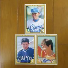 カルビー 1990年 プロ野球カード ビッグサイズカード 3枚セット