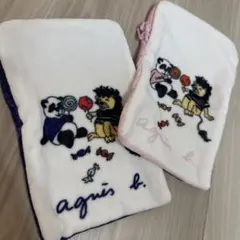 アニエスベー　ハンカチポーチ　青・ピンク　２個セット