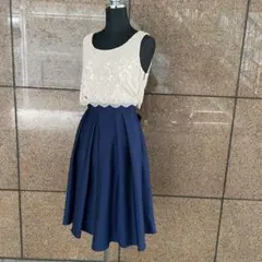 AIMER レース×ネイビーリボンワンピースドレス 参考定価¥32,000