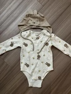 【美品】petit main ミッフィー ロンパース 80