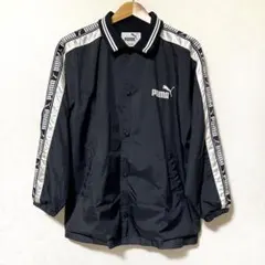 Puma ナイロンジャケット ジャージ 刺繍 裏起毛 ブラック