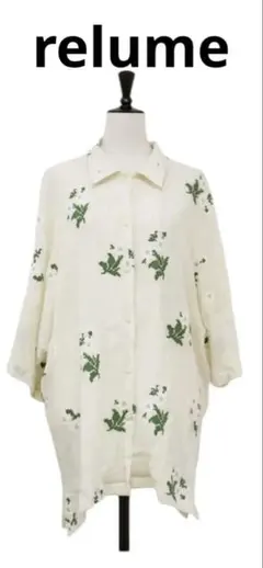 relume フラワーエンブロイダリー開襟シャツ