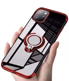 iPhone11promaxケース リング付き スタンド　クリアケース