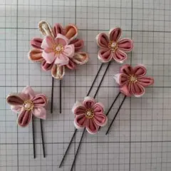 Ｔ021:成人式・和装・髪飾り・つまみ細工