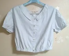 【美品】ワンアフターアナザーナイスクラップ　ライトブルーストライプ柄ブラウス