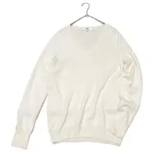 UNIQLO カシミヤＶネックセーター(長袖) ニット 長袖 ホワイト　100%