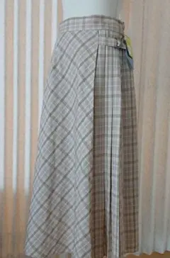 新品未使用タグ付☆ディアフル チェック柄サイドプリーツスカート ブラウン L