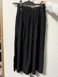 ブラック プリーツ ガウチョパンツ