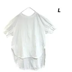 未使用/オーバーサイズTシャツ/バックボタン/サイドスリット/後ろ丈長め/L