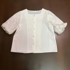 COLZA ブラウス ホワイト レース袖 L 美品　フォーマル