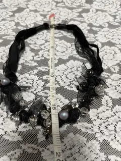 新品未使用 ANGELA CAPUTIコルク柄スクエアパーツのブラックバングル 
