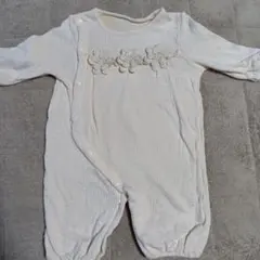 ホワイト ツーウェイ・ドレスオール 花刺繍　50cm〜70cm