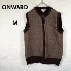 ONWARD 五大陸 ブラウン チェック柄 ニットベスト オンワード樫山 M