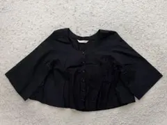 ブラック 五分袖 ブラウス