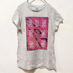 ダンスキン Ｔシャツ クルーネック 半袖 ロゴ XL 灰 桃 綿 ポリエステルのサムネイル