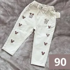 【新品】90サイズ　リトシー　ホワイトデニム　ミッキー＆ミニー