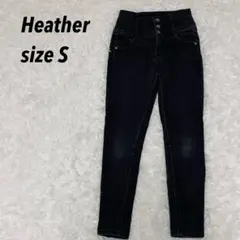 美脚×超ストレッチ★Heather×ISKO ハイウエストスキニーデニム S 黒