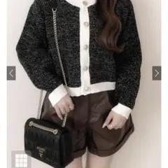 GAL クルーネック配色 【L】ニットカーディガン 完売 人気商品 １点のみ！！