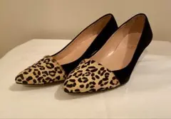 ヒョウ柄ハラコ&スウェード パンプス 23.5 未使用