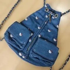 【ハローキティ✕ninamew】デニムバック/刺繍/ブルーのサムネイル