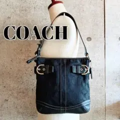 極美品☆ コーチ 柄 ショルダーバッグ ハンドバッグ 鞄 黒 レディース メンズ