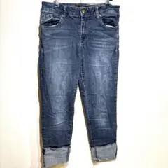 1822デニム デニムパンツ 折り返し 青 M お出かけ ジーンズ デニム