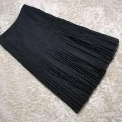 Leilian レリアン 総レースプリーツスカート 9号 黒 日本製