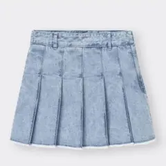 GUライトブルーデニム プリーツスカート