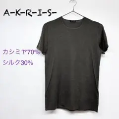 A-K-R-I-S- アクリス 半袖 ニット ブラウン系 カシミヤ シルク 無地のサムネイル
