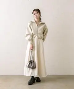 mystic　ニットブルゾンワンピースSET アイボリー　XSサイズ