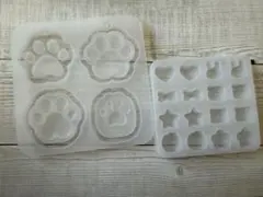 シリコンモールド 2個セット 動物の足跡など