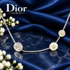 Dior ディオール ロゴ ボタンモチーフ ネックレス シルバー ヴィンテージ