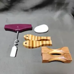 木製箸置き4点セットとワインオープナー他