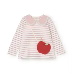 新品　BabyCheer フリル　襟付き　りんごポシェットトレーナー　ボーダー