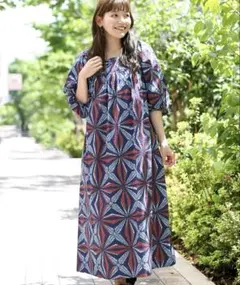 チチカカ　ジオメトリーバティックワンピース　総柄　エスニック柄　インド柄