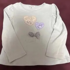 トップス　長袖　グリーン　ハート