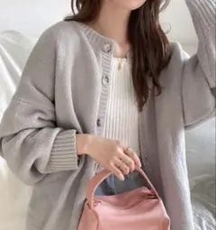 グレー ボタン付きニットカーディガン　クラシカルエルフ　2ウェィ
