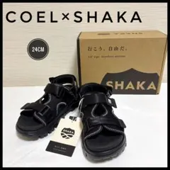 COEL×SHAKAコエル レディースサンダル24cmブラック別注厚底 2way