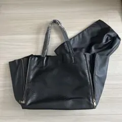 パイソン合成皮革トートバッグとポーチ2点セット蛇柄型押し黒ハンドバッグ