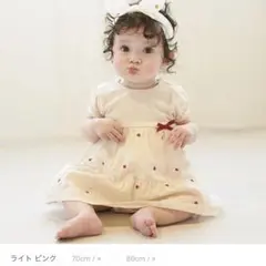 プティマイン　ハート刺しゅうロンパース