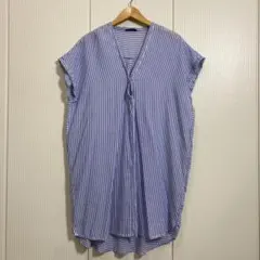 美品＊マックスマーラ ストライプ バンドカラー シャツ ワンピース