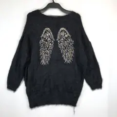 DaTuRa ダチュラ 天使の羽根 シャギーニット アクリルジップカーディガン