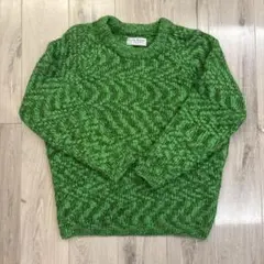 70s デザインニット　エメラルドグリーン