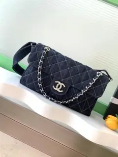 CHANEL ネイビー デニム キルティング ショルダーバッグ