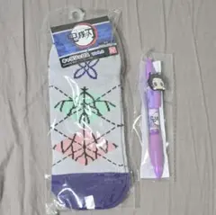 鬼滅の刃　胡蝶しのぶ　ラバーマスコット付きペン&キャラソックス　靴下