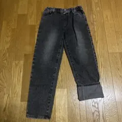 ブラックデニムストレートパンツ 140cm