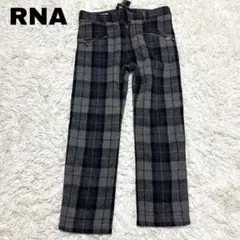 【RNA】 チェック柄ズボン ニット素材 オシャレ 秋冬 グレー系【S】のサムネイル